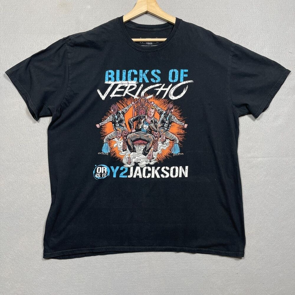 Pro Wrestling Tees Bucks Of Jericho Men 2XL Regular Black Graphic Tee Streetwear